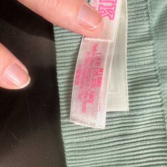 Pink Victoria's Secret Ribbed Green Halter Style Bra Bralette Size Medium - Picture 8 of 9